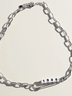 Nickel & Suede Safety Pin charm Necklace silver